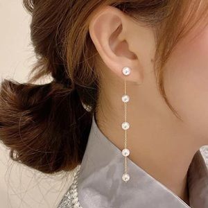 Last pair! Gold drop earrings w Pearl accent